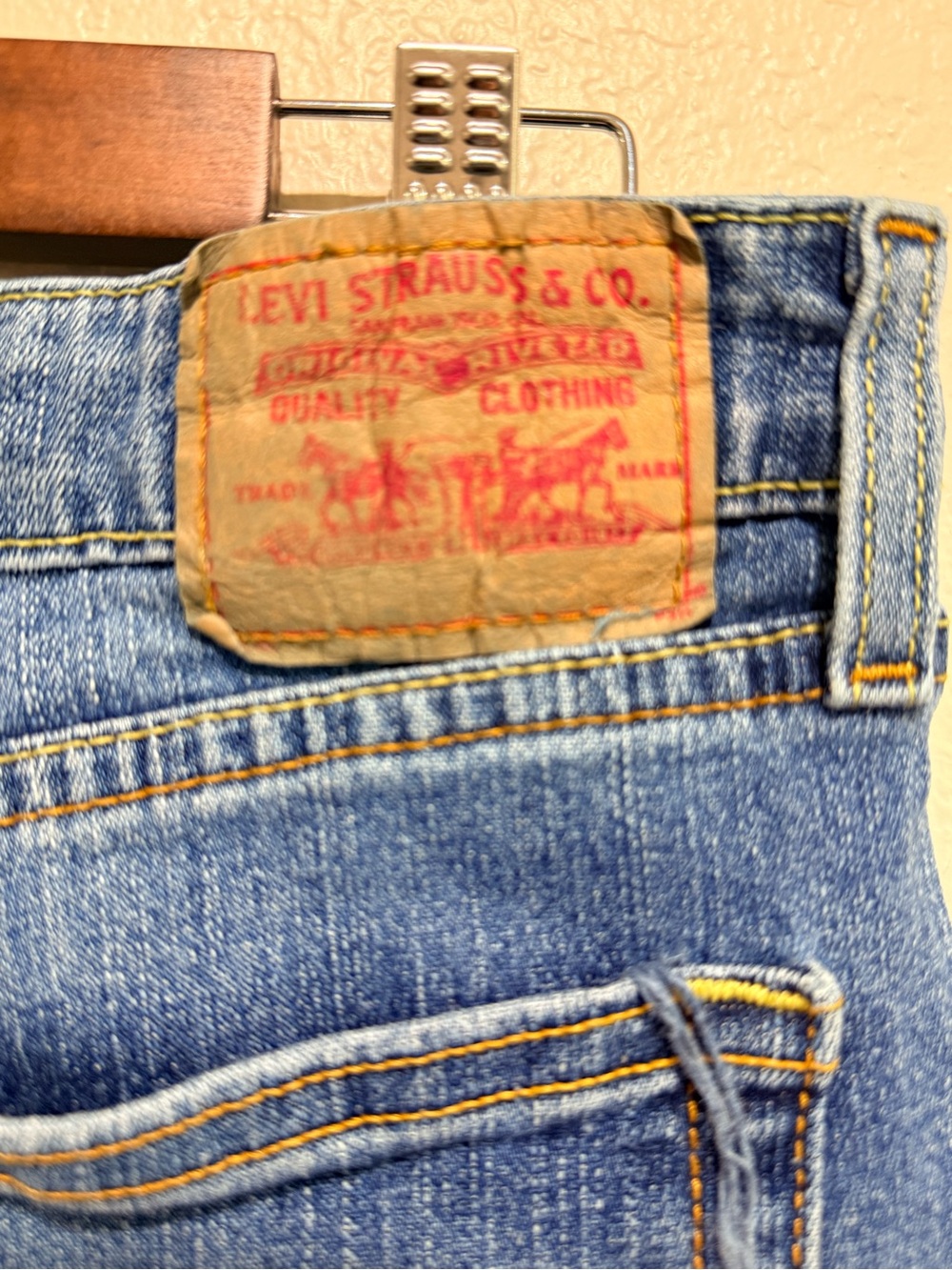 Vintage Levi's 519 Blue flare Denim Jeans with Red Rose & Wing size 11 Women’s - Picture 5 of 15